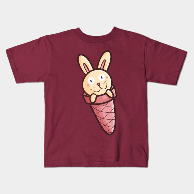 Funny Summer Bunny Kids T-Shirt by Jocularity Art